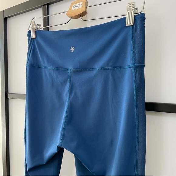 [10] Lululemon Athletica Women’s Body Con Crop Poseidon Blue Sheer Cut Outs - Picture 9 of 16